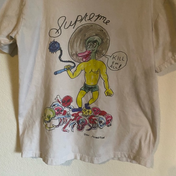 Supreme x Dan Johnston 2020 RIP Rare M Grunge Graphic Ivory T-Shirt Streetwear - Picture 7 of 14